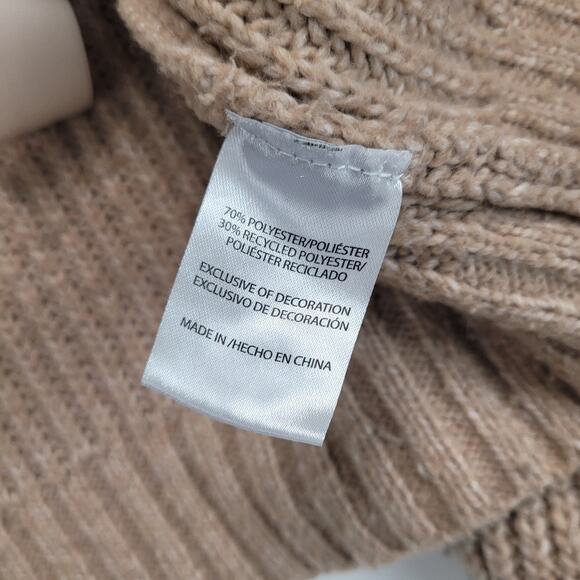 Love Knits Womens Large Tan Cardigan Sweater Ribbon Lace Up Detail Chunky Knit - Picture 5 of 5